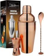 🍸 tnco rose gold cocktail shaker set: stylish bartender tools - shaker, strainer, jigger, mixer spoon (rose gold, 26oz(750ml)) логотип