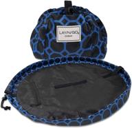 lay-n-go cosmo 20-inch drawstring makeup organizer bag - sapphire blue/black, ideal for travel, daily use, and toiletries with a patented and durable design logo