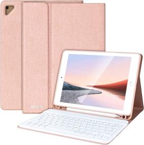 img 4 attached to 🔌 iPad Keyboard Case 9.7 - Wireless Detachable Keyboard, Multiple Angle Stand Honeycomb Cover with Pencil Holder - Compatible with iPad 2018 6th Gen, iPad Pro 9.7" 2017 5th Gen, iPad Air 2/Air