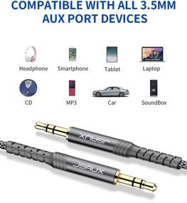 img 1 attached to 🎧 JSAUX AUX Cable, [4ft/2Pack- Copper Shell, High-Quality Sound] 3.5mm TRS Auxiliary Audio Cable Nylon Braided Aux Cord Compatible for Car/Home Stereos, Speaker, Headphones, Sony, Echo Dot, Beats - Grey