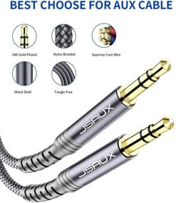img 3 attached to 🎧 JSAUX AUX Cable, [4ft/2Pack- Copper Shell, High-Quality Sound] 3.5mm TRS Auxiliary Audio Cable Nylon Braided Aux Cord Compatible for Car/Home Stereos, Speaker, Headphones, Sony, Echo Dot, Beats - Grey