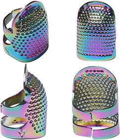 img 4 attached to 🧵 J.CARP 4-Piece Sewing Thimble Set - Metal Dazzle Color Finger Protectors for Sewing, Adjustable Finger Shield Rings for Quilting, Crafts, and DIY Sewing Accessories - 2 Sizes (S/M)