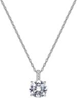 💎 gold plated 925 sterling silver necklace with diamonlite pendant, cz cubic zirconia silver chain necklace for women girls, 18+2 inches logo