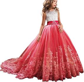 img 3 attached to 👸 TTYAOVO Girls Embroidered Princess Dress for Wedding, Birthday Party, and Prom with Long Tail Gown