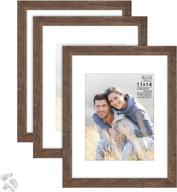 🖼️ langdon house 11x14 photo frames with mat, (rustic brown, 3 pack) traditional wood-like frames for any décor style, richland collection - fits 8x10 pictures логотип