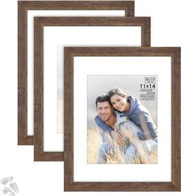 img 4 attached to 🖼️ Langdon House 11x14 Photo Frames with Mat, (Rustic Brown, 3 Pack) Traditional Wood-Like Frames for Any Décor Style, Richland Collection - Fits 8x10 Pictures