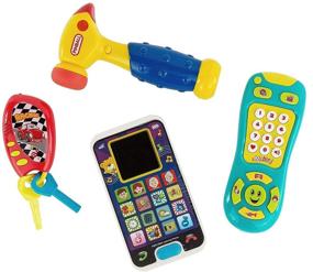 img 1 attached to 👶 Ultimate Pretend N Play Bundle: My First Baby Learning Music Smartphone Set with Car Key Remote, TV Control, Hammer, and Storage Bag