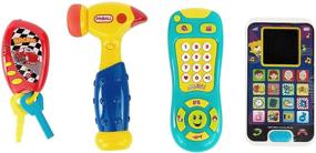 img 3 attached to 👶 Ultimate Pretend N Play Bundle: My First Baby Learning Music Smartphone Set with Car Key Remote, TV Control, Hammer, and Storage Bag