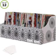 📚 evelots mandala magazine file holder/organizer - 4 inch wide - set of 12 with labels логотип