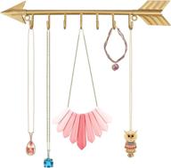 🏹 urban deco wall mounted gold arrow jewelry organizer key holder - 7 hooks necklace hanging holder for girls and women (gold) логотип