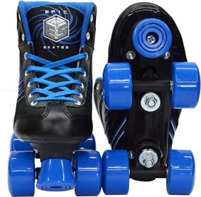 img 2 attached to 🎸 Unleash Your Style with the New Epic Rock Candy Quad Roller Skates - Includes 2 Pairs of Laces (Black & Blue)