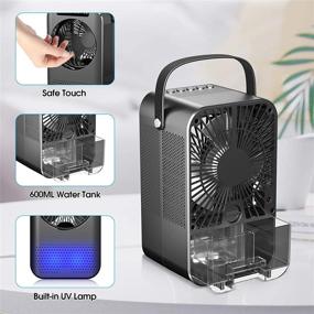 img 1 attached to HAUEA Personal Air Cooler: Portable 3-in-1 Mini Evaporative Cooler with 🌬️ 7 Colors Night Light and Timer - Ideal for Home Office Bedroom