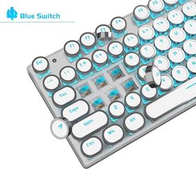 img 1 attached to 🎮 MageGee Retro Punk Round Keycap Mechanical Gaming Keyboard with LED Backlight, USB Wired for Game and Office, Windows Laptop PC Mac - Blue Switches/White