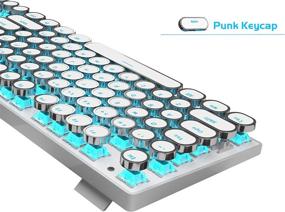 img 2 attached to 🎮 MageGee Retro Punk Round Keycap Mechanical Gaming Keyboard with LED Backlight, USB Wired for Game and Office, Windows Laptop PC Mac - Blue Switches/White