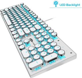 img 3 attached to 🎮 MageGee Retro Punk Round Keycap Mechanical Gaming Keyboard with LED Backlight, USB Wired for Game and Office, Windows Laptop PC Mac - Blue Switches/White