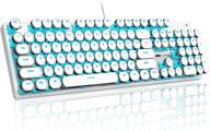 🎮 magegee retro punk round keycap mechanical gaming keyboard with led backlight, usb wired for game and office, windows laptop pc mac - blue switches/white логотип