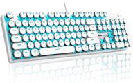 🎮 magegee retro punk round keycap mechanical gaming keyboard with led backlight, usb wired for game and office, windows laptop pc mac - blue switches/white logo