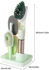 img 3 attached to 🧽 Enhanced Leakproof Hand-Held Dish Scrubber - Soap Dispenser Dish Wand Pot Brush Sink Brush Kitchen Cleaning Brush Kit, with 4 Versatile Replacement Brush Heads and 1 Tray