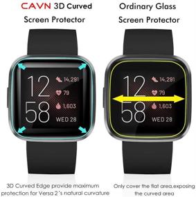 img 1 attached to Ultimate Protection and Performance: CAVN 4-Pack 3D Screen Protector for Fitbit Versa 2 - Full Coverage, Waterproof, Scratch Resistant, and Bubble Free!