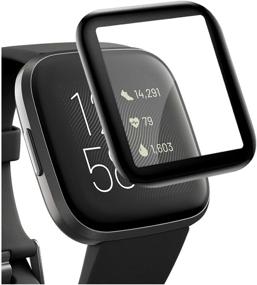 img 4 attached to Ultimate Protection and Performance: CAVN 4-Pack 3D Screen Protector for Fitbit Versa 2 - Full Coverage, Waterproof, Scratch Resistant, and Bubble Free!