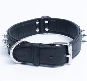 img 2 attached to 🐶 Genuine Leather Spiked Dog Collar: Handmade, Multi-Line Metal Spikes, Soft & Strong Padded Leather - Amsterdam Spiked Collection by Angel Pet Supplies