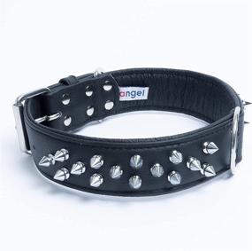 img 3 attached to 🐶 Genuine Leather Spiked Dog Collar: Handmade, Multi-Line Metal Spikes, Soft & Strong Padded Leather - Amsterdam Spiked Collection by Angel Pet Supplies