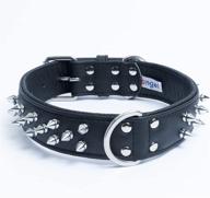 🐶 genuine leather spiked dog collar: handmade, multi-line metal spikes, soft & strong padded leather - amsterdam spiked collection by angel pet supplies logo