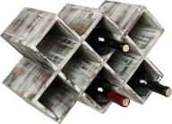🍷 рустикальный темно-коричневый деревянный держатель для винных бутылок - mygift стеллаж на 8 бутылок, геометрический органайзер для хранения винных бутылок на столешнице. логотип