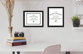 img 2 attached to SEO-Optimized Golden State Art Wood Frame for 8.5x11 Documents & Certificates with Real Glass - 11x14 Size (Black with White Over Black Double Mat, Set of 1)