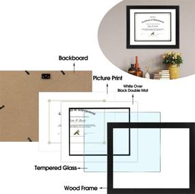 img 1 attached to SEO-Optimized Golden State Art Wood Frame for 8.5x11 Documents & Certificates with Real Glass - 11x14 Size (Black with White Over Black Double Mat, Set of 1)