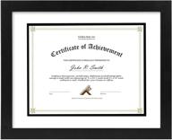 seo-optimized golden state art wood frame for 8.5x11 documents & certificates with real glass - 11x14 size (black with white over black double mat, set of 1) логотип