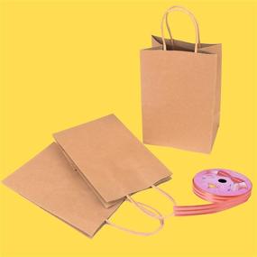 img 1 attached to 🛍️ Versatile 100-Piece Kraft Paper Bags: Goody Bags with Handles for Gifts, Goodies, and Party Supplies