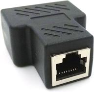 🔌 poyiccot ethernet splitter adapter – 1 female to 2 port female rj45 network connector for cat 5/cat 6 lan ethernet socket – 8p8c extender with pcb board inside logo