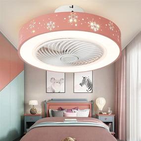 img 2 attached to 🌸 IYUNXI 20 Inch Low Profile Ceiling Fan with Lights and Remote Control - 3 Color Pink Flush Mount Ceiling Fan Light Dimmable 72W 110V - 3-Speed, 1H/2H Timing - Enclosed Ceiling Fan for Bedroom