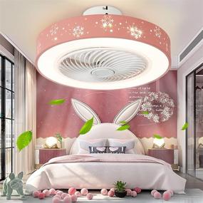 img 3 attached to 🌸 IYUNXI 20 Inch Low Profile Ceiling Fan with Lights and Remote Control - 3 Color Pink Flush Mount Ceiling Fan Light Dimmable 72W 110V - 3-Speed, 1H/2H Timing - Enclosed Ceiling Fan for Bedroom