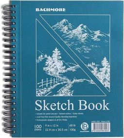 img 4 attached to 🎨 Bachmore Sketchpad 9X12 Inch (68lb/100g), 100 Sheets of Spiral Bound Sketch Book for Artists and Amateurs, Ideal for Marker Art, Ink Art, Colored Pencil, Acrylic Paint, and Charcoal Sketching