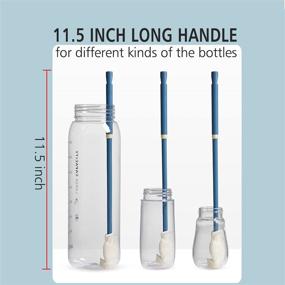 img 3 attached to 🧼 Bottle Cleaning Brush with 11.5 inch Long Handle and 2 Detachable Brush Heads - Ideal for Smaller Diameter Bottle Openings, Baby Bottles, Hydro Flask Sports Bottles, Vases, and Glassware