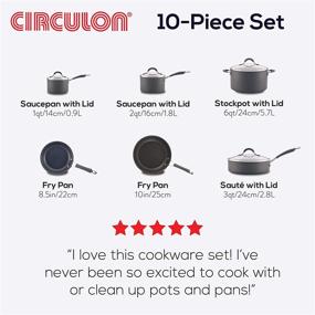 img 3 attached to 🍳 Circulon 83903 Radiance Hard Anodized Cookware Set - 10 Piece, Nonstick Pots and Pans in Gray