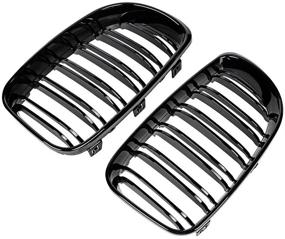 img 4 attached to 🔳 Glossy Black Double Line Front Kidney Grille: Perfect Fit for E81, E87, E82, E88 120i, 128i, 130i, 135i Selected Models