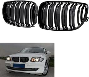 img 3 attached to 🔳 Glossy Black Double Line Front Kidney Grille: Perfect Fit for E81, E87, E82, E88 120i, 128i, 130i, 135i Selected Models