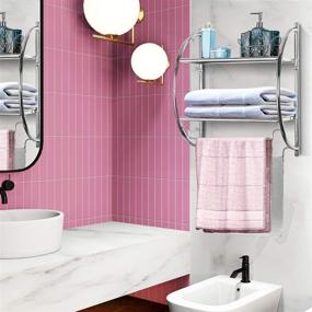 img 2 attached to 🛁 Tangkula Double Layer Bathroom Shelf with Towel Bars, 18"W X 10"D X 22"H, Chrome Storage Shelf, Home Toilet Rustproof Chrome Shelf, Towel Storage Shelf