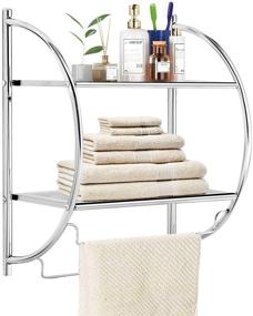 img 4 attached to 🛁 Tangkula Double Layer Bathroom Shelf with Towel Bars, 18"W X 10"D X 22"H, Chrome Storage Shelf, Home Toilet Rustproof Chrome Shelf, Towel Storage Shelf