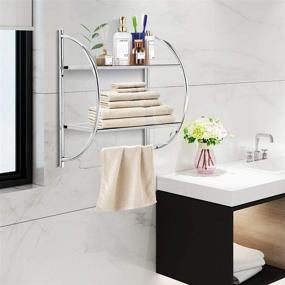 img 3 attached to 🛁 Tangkula Double Layer Bathroom Shelf with Towel Bars, 18"W X 10"D X 22"H, Chrome Storage Shelf, Home Toilet Rustproof Chrome Shelf, Towel Storage Shelf