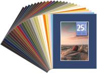 🖼️ golden state art, pack of 25, acid-free pre-cut 8x10 picture mat for 5x7 photo with white core bevel cut frame mattes - mixed colors logo