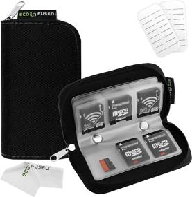 img 4 attached to 📸 Eco-Fused Memory Card Case - Holds up to 22x SD, SDHC, Micro SD, Mini SD, and 4X CF - 22 Slot Holder + Microfiber Cleaning Cloth Included