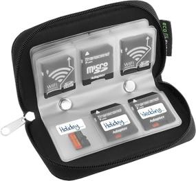 img 3 attached to 📸 Eco-Fused Memory Card Case - Holds up to 22x SD, SDHC, Micro SD, Mini SD, and 4X CF - 22 Slot Holder + Microfiber Cleaning Cloth Included