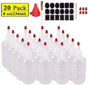 img 3 attached to 🖌️ Belinlen 20 Pack 8-Ounce Plastic Squeeze Bottles with Red Tip Caps and Measurement - Ideal for Crafts, Art, Glue, Multi Purpose Set of 20 with Extra Red Cap, 36 Chalk Labels, and 1 Pen