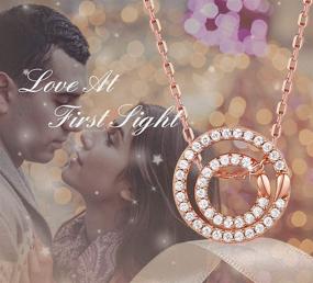 img 1 attached to 💖 Stunning Mother's Day Love Necklace: Double Circle 925 Sterling Silver Pendant with Sparkling Cubic Zirconia – Rose Gold Plated Gift for Mum (FQ0068)