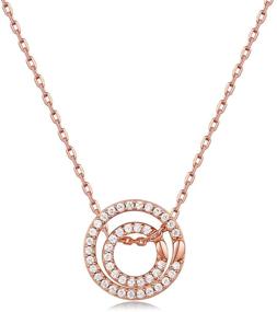 img 3 attached to 💖 Stunning Mother's Day Love Necklace: Double Circle 925 Sterling Silver Pendant with Sparkling Cubic Zirconia – Rose Gold Plated Gift for Mum (FQ0068)