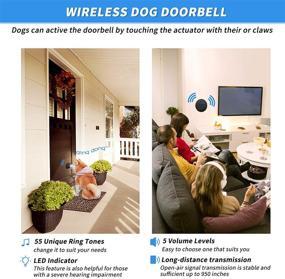 img 3 attached to 🔔 Hopeseily Wireless Doorbell: IP55 Waterproof Dog Bells for Potty Training | 55 Melodies | 5 Volume Levels | LED Flash | Receiver + Transmitter